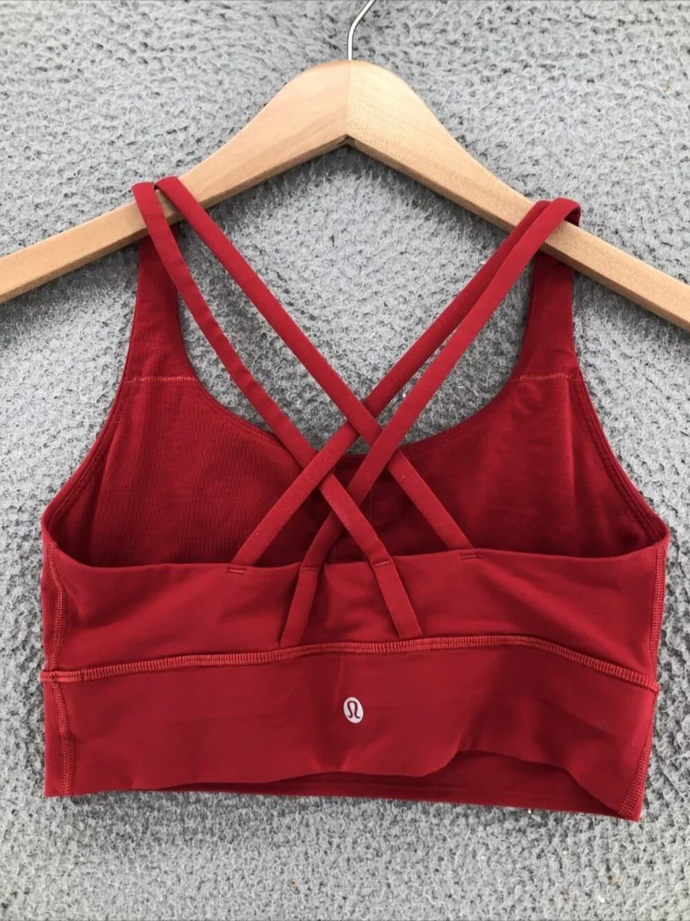 Lululemon Energy Bra Long Line Womens 6 Dark Red Crossback Lattice Straps Knit